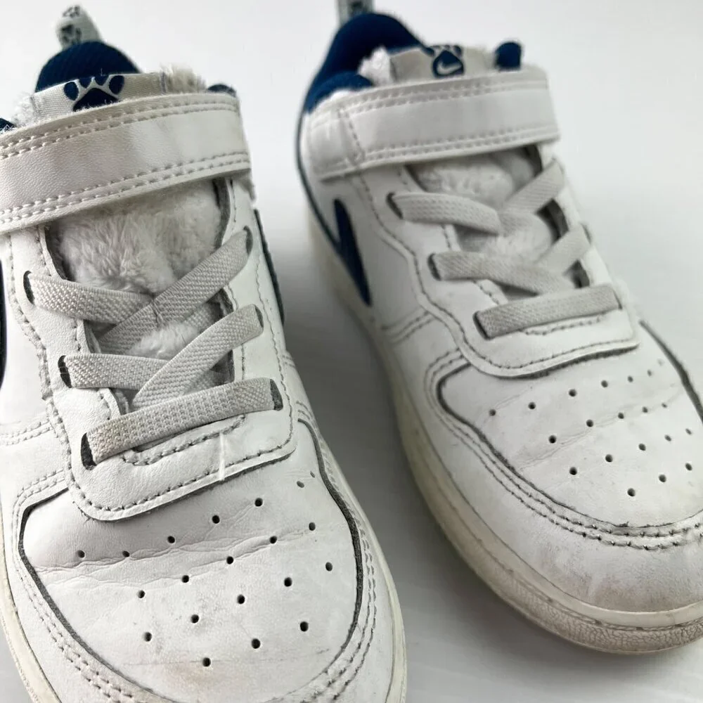 Nike Court Borough Low 2 Se Sneakers Boys Size 10 (Tdv) White Blue Dog Paw